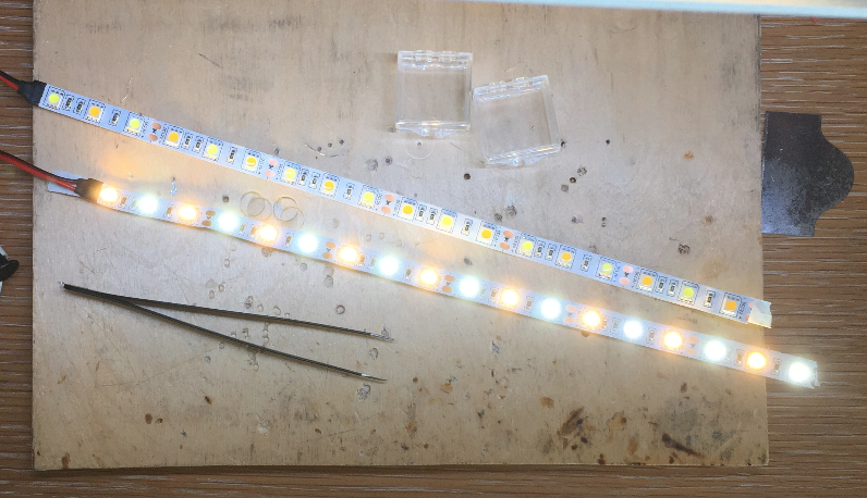LED strips with warm and cool LEDs removed